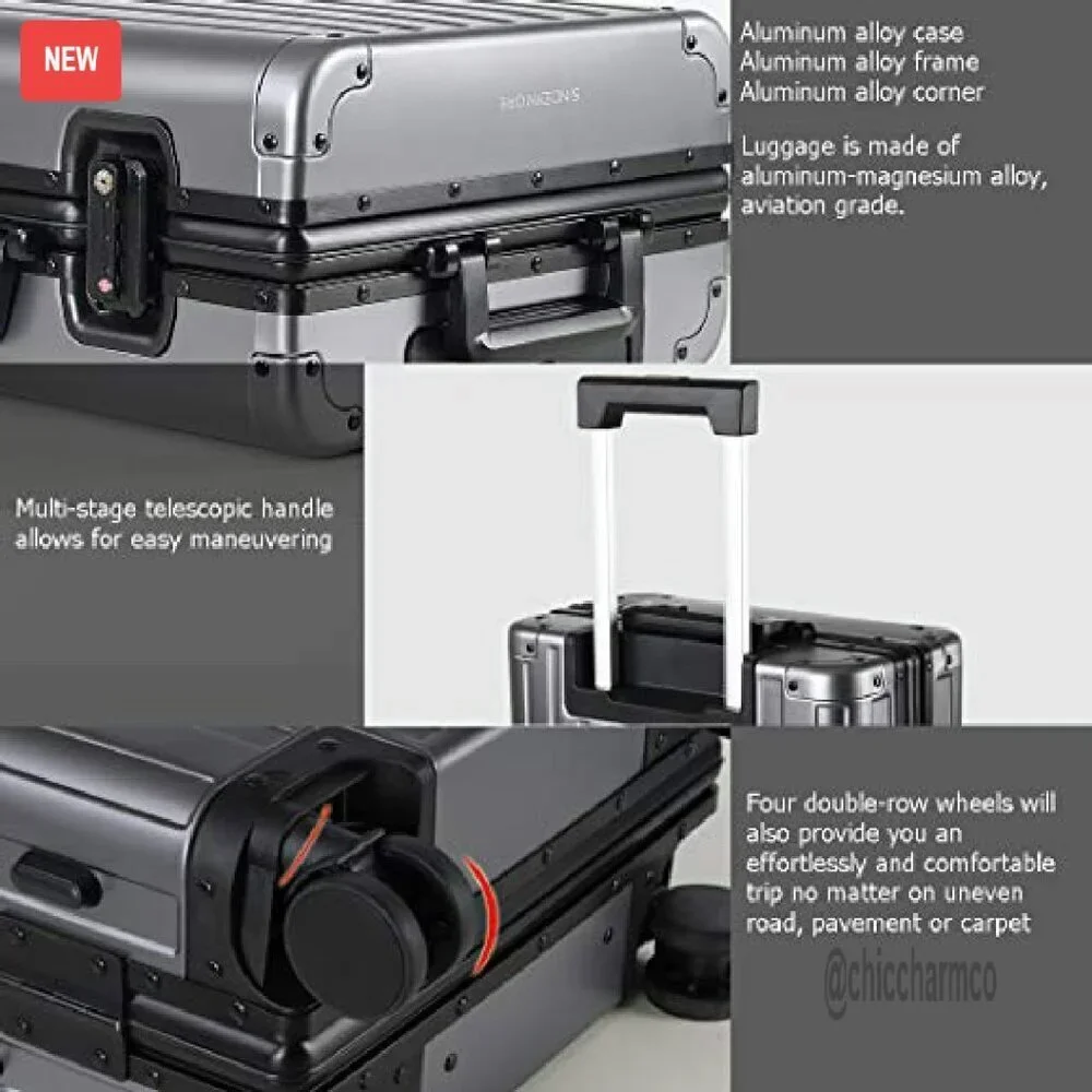 Aluminum Hardside Carry-On Suitcase with TSA Lock & Spinner Wheels